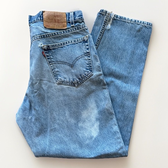 Levis Jeans Mens 33 x 30 550 Blue Relaxed‎ Fit 90s Denim Vtg Distressed Tapered - Picture 1 of 16